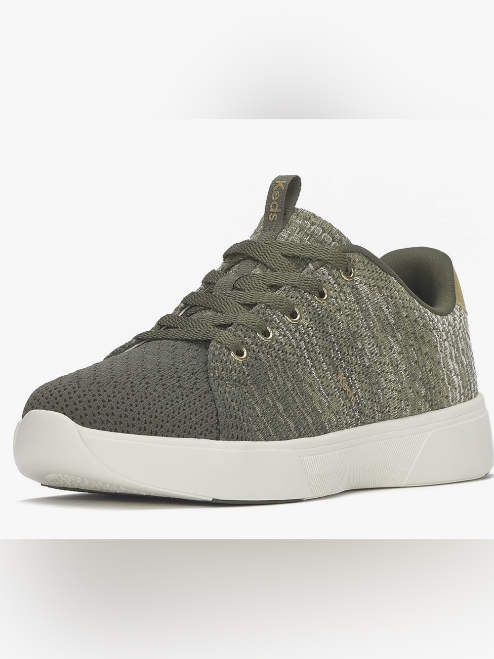 New Keds Women’s Olive Knit Lace-Up Sneaker